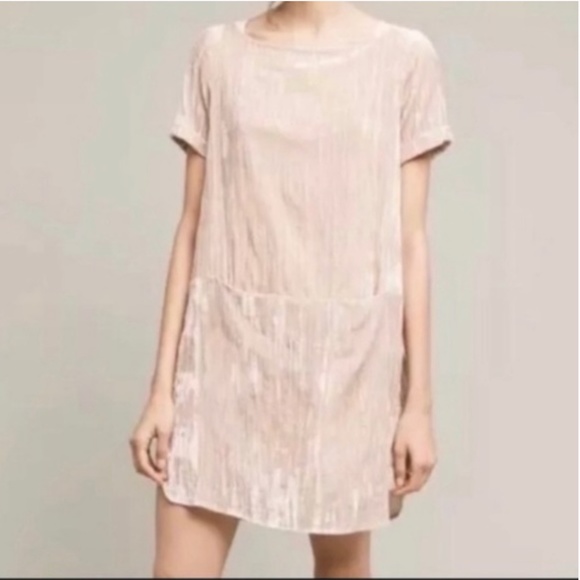 Anthropologie Dresses & Skirts - Anthropologie Floreat Blush Crushed Velvet Dress